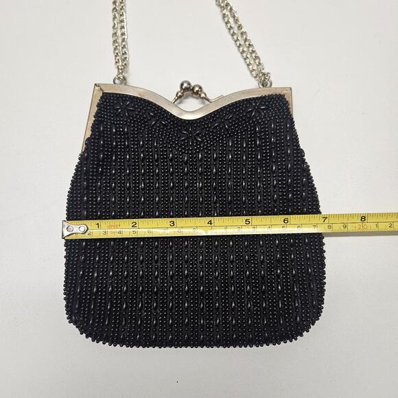 True Vintage 60s Raised Resin Bead Clutch Evening Bag Handbag Chain Handle